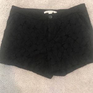 Black floral lace shorts